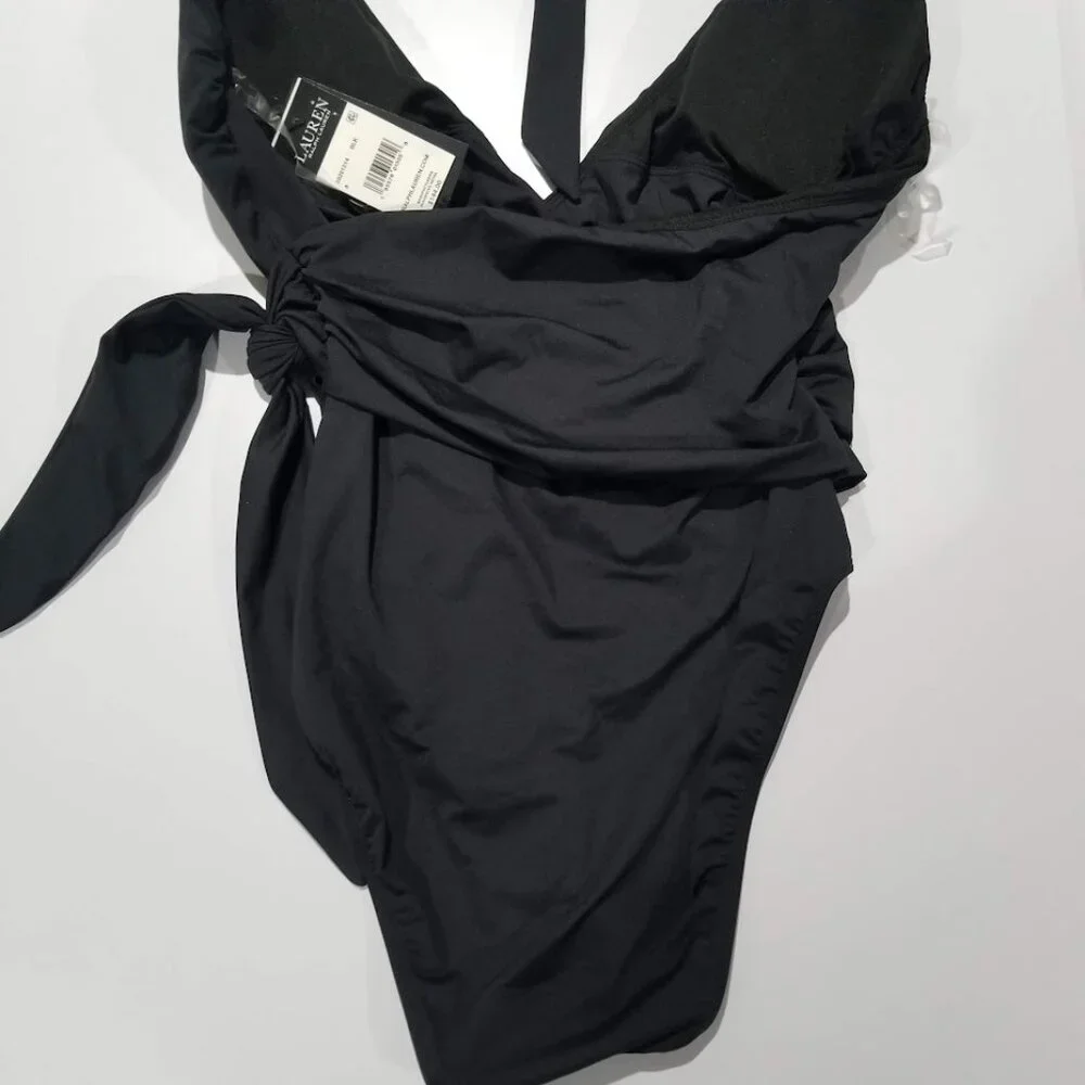 Lauren Ralph Lauren Halter Side-Tie Tummy-Control Black - Picture 11 of 14